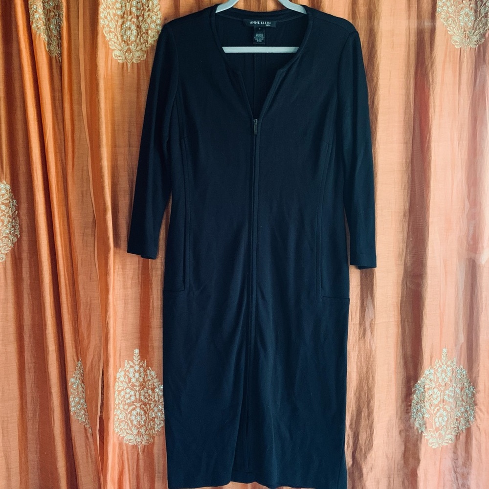 Anne Klein Contemporary Black Zip Front Dress